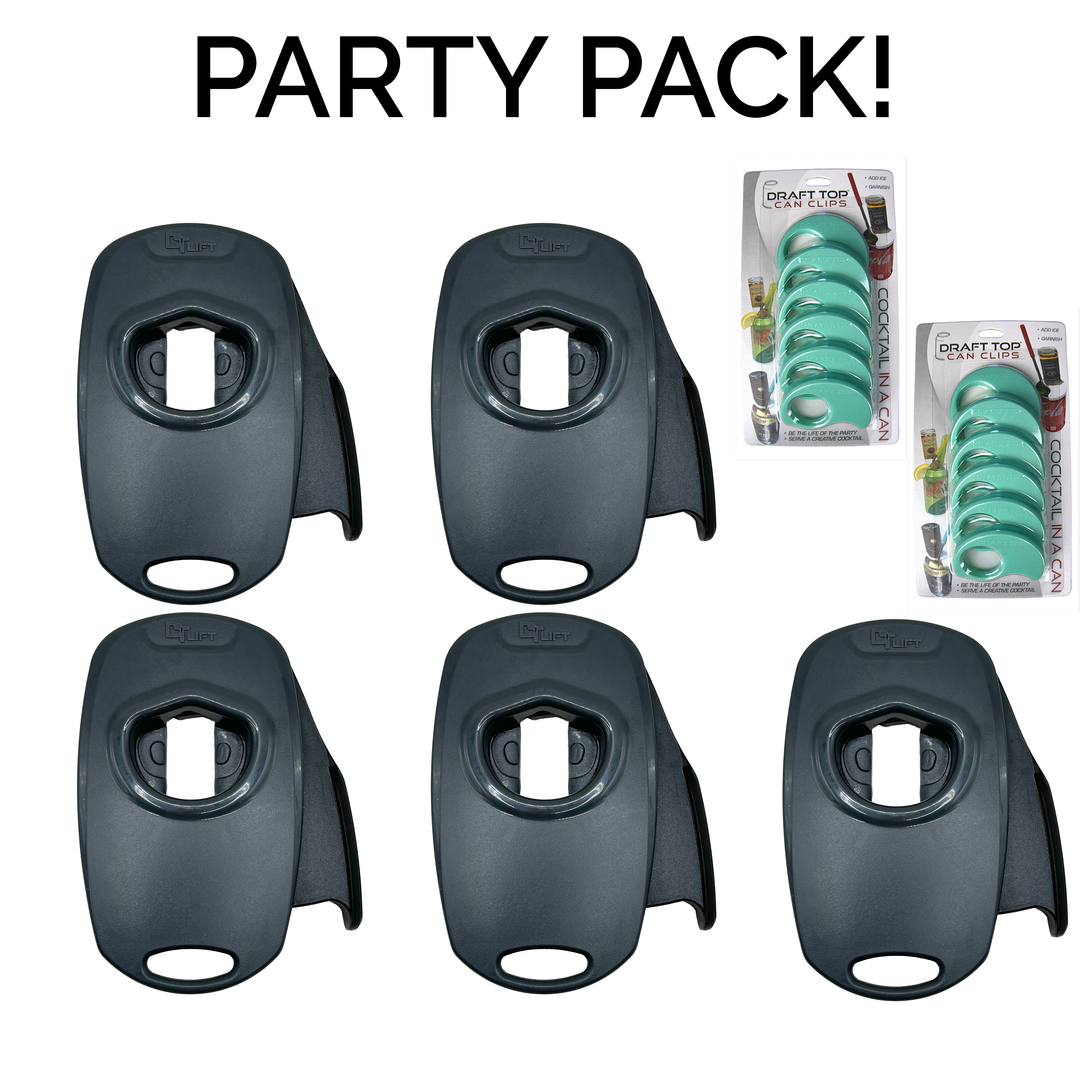 The Party Pack! Lift Universal New & Improved-DT Universal-Draft Top-Black and Grey + Teal Can Clips-Draft Top