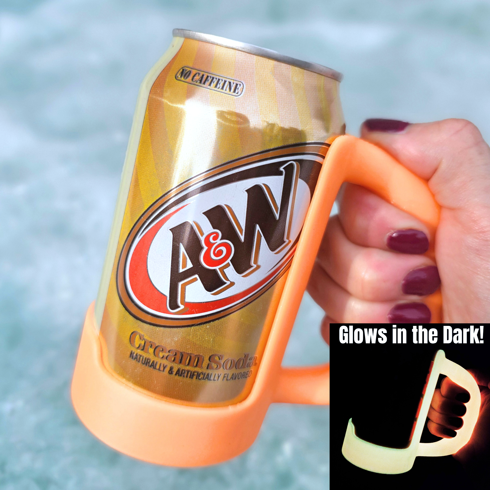 12 oz. Standard Can Holder Handle-Merchandise-BD Lasers INC.-Orange- Glows Yellow-Draft Top