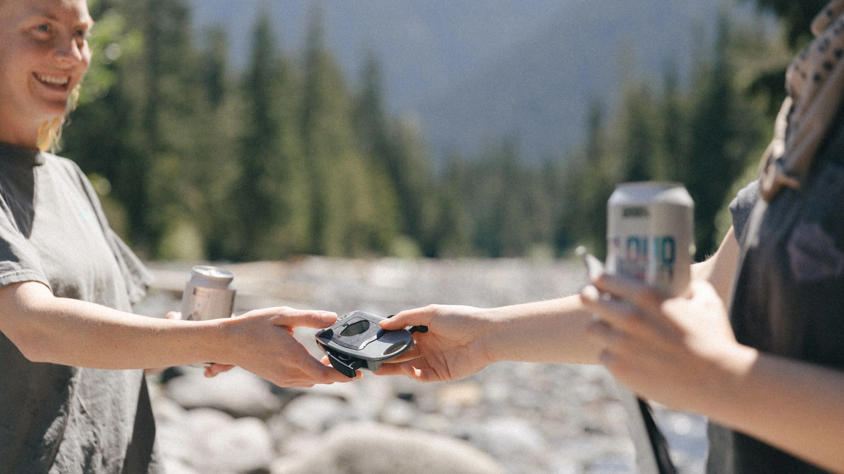 Two people sharing Draft Top Lift outside