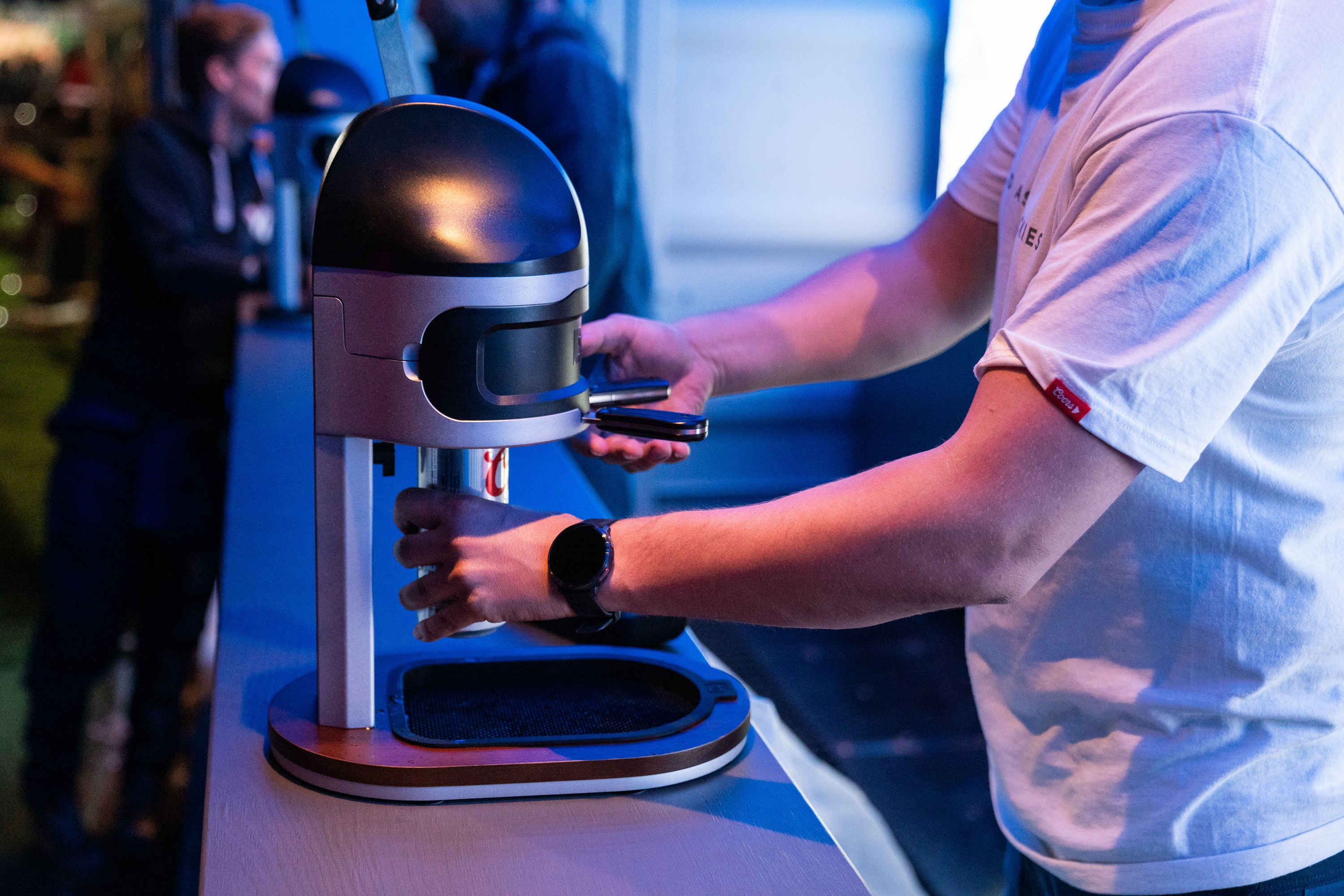 Person using DT Pro at a bar