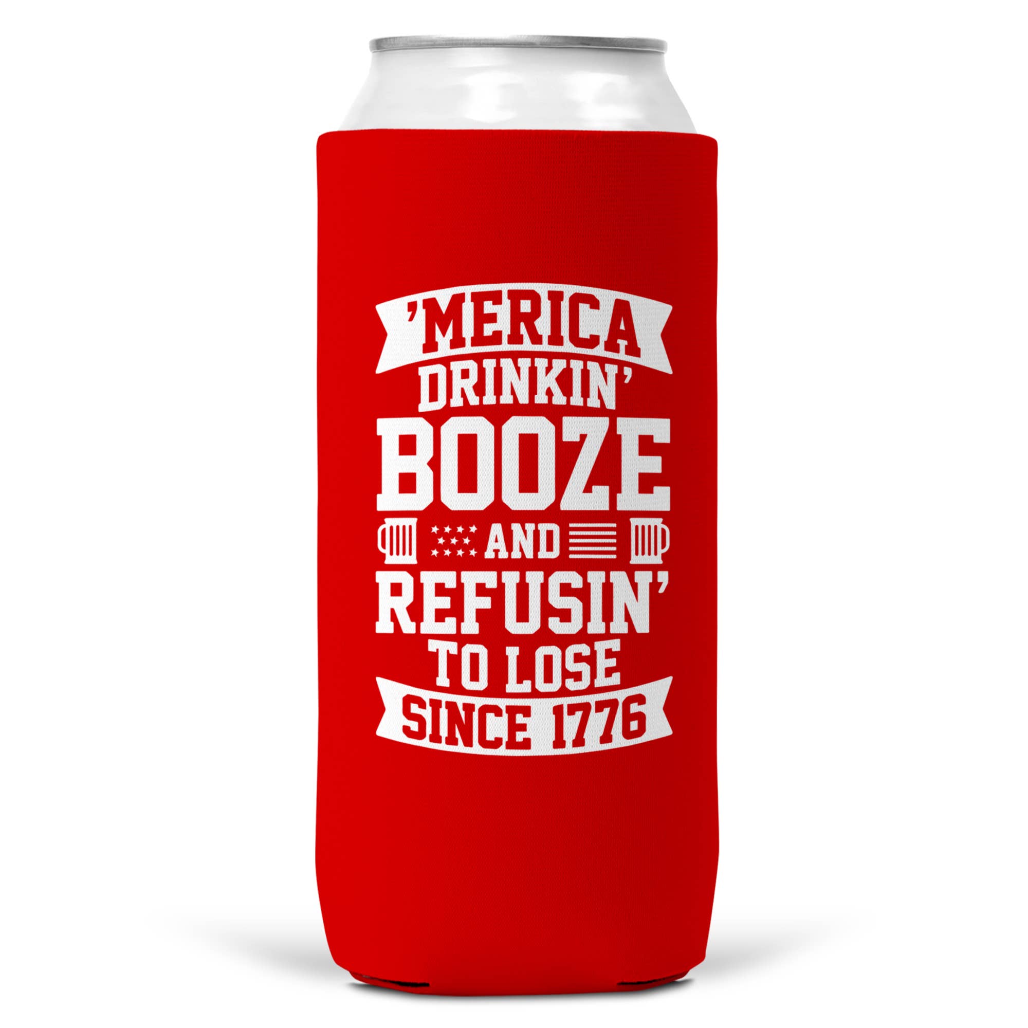 Can Coolers-Merchandise-Draft Top-Slim-Red- Merica Drinkin Booze-Draft Top