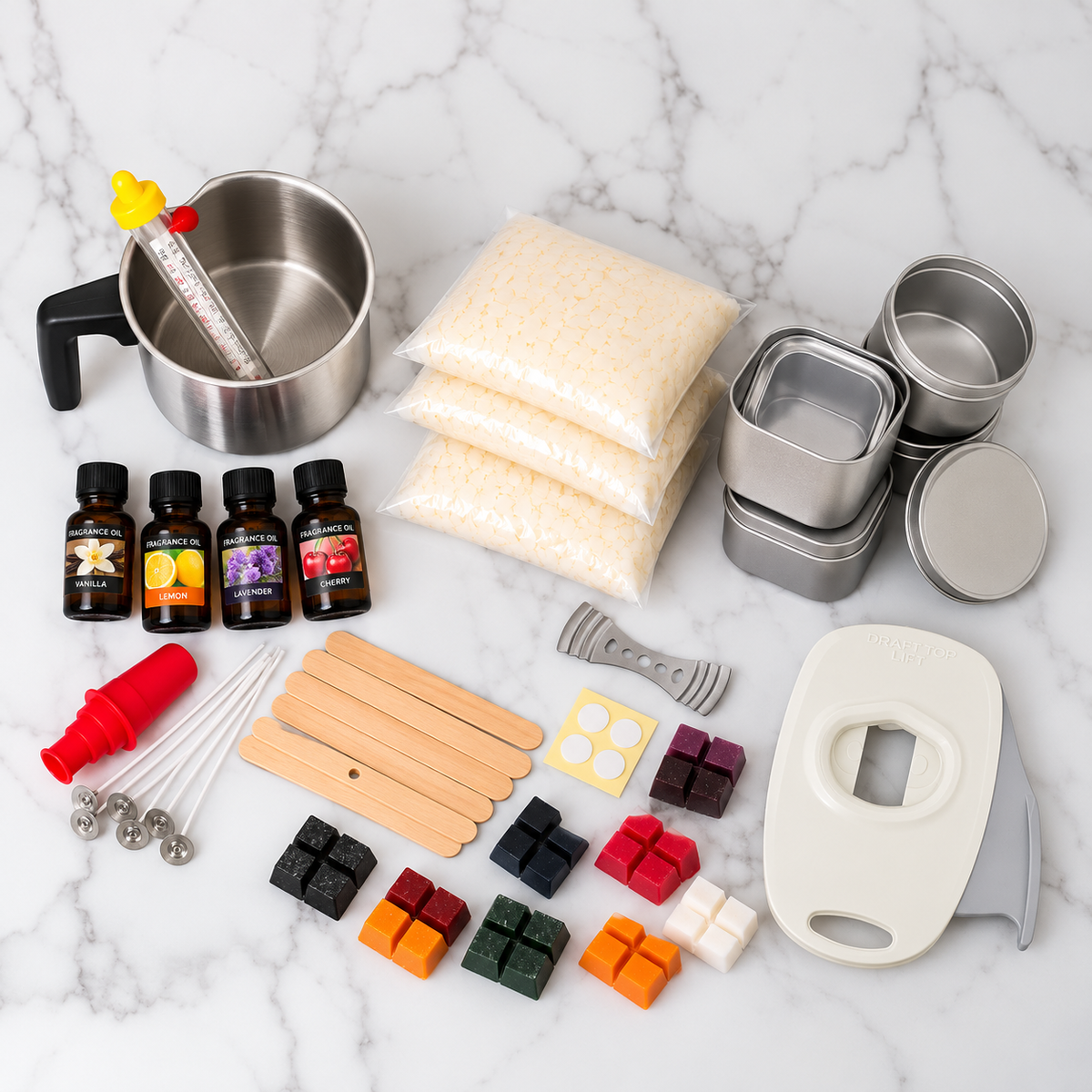 Contents of the Canned Candle Kit gift box