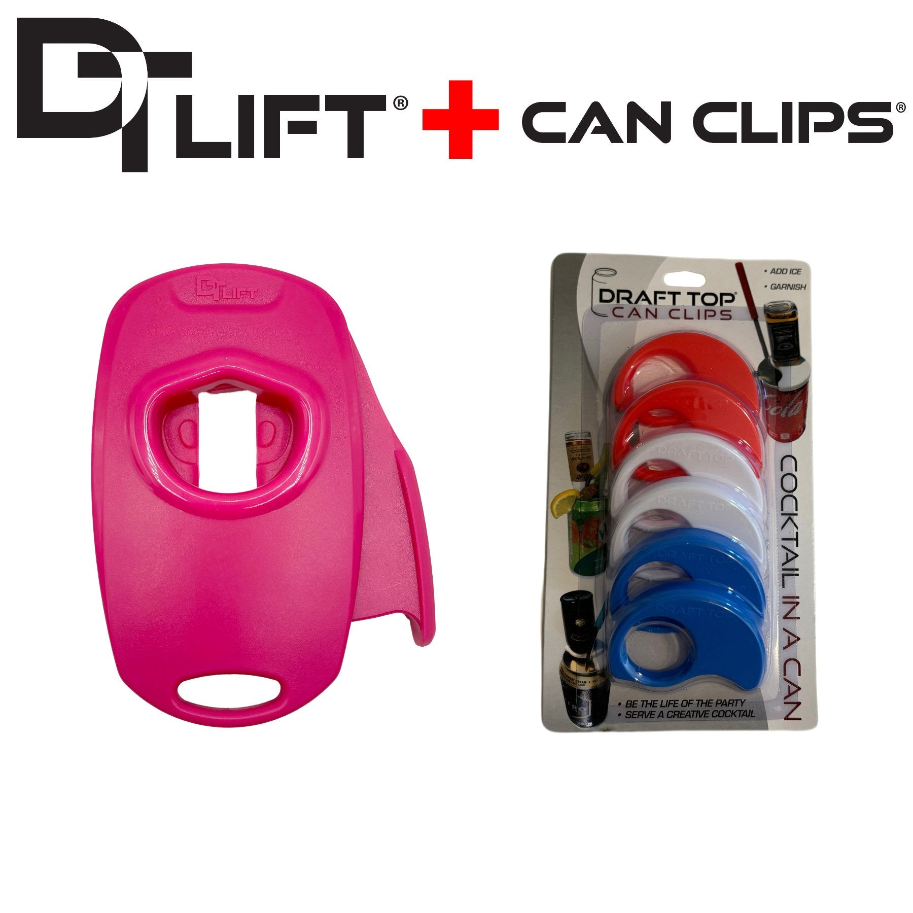 Draft Top® Lift Universal + Can Clip 6 Pack New & Improved-DT Universal-Draft Top-Hot Pink + RWB-Draft Top