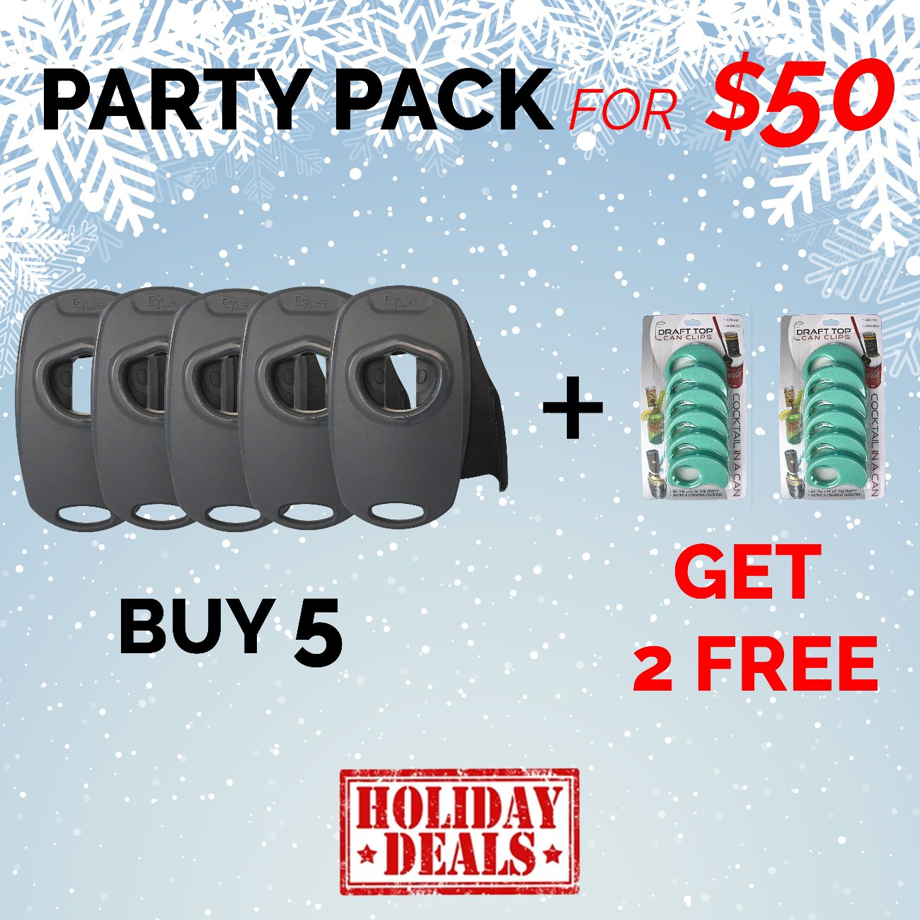 The Party Pack! Lift Universal New & Improved-DT Universal-Draft Top-Black and Grey + Teal Can Clips-Draft Top