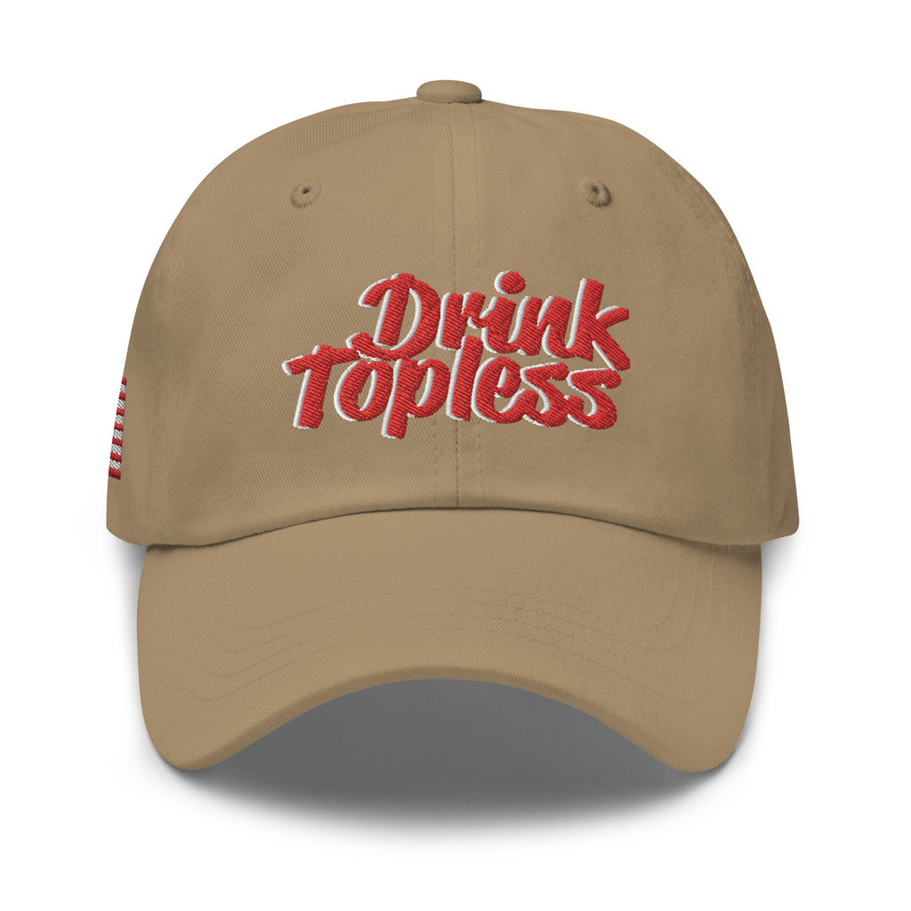 Drink Topless 'Merica - Dad Hat-Draft Top-Khaki-Draft Top