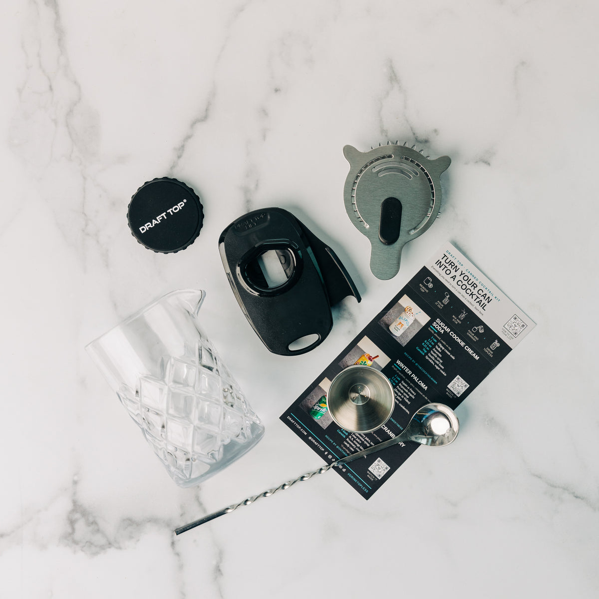 Contents of the The Canned Cocktail Kit gift box